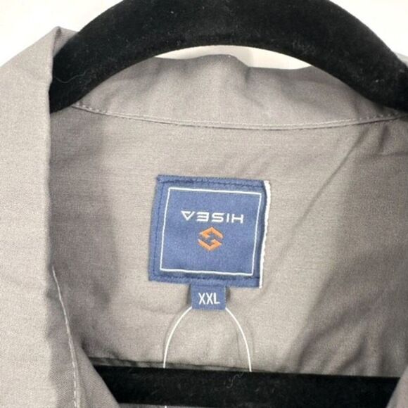 NWT Hisea Men's Long Sleeve Collared Classic Button-Down Shirt Gray Size 2XL - Picture 2 of 10